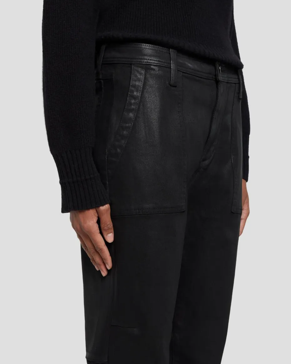 Darted Boyfriend Jogger In Coated Black