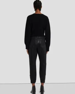 Darted Boyfriend Jogger In Coated Black
