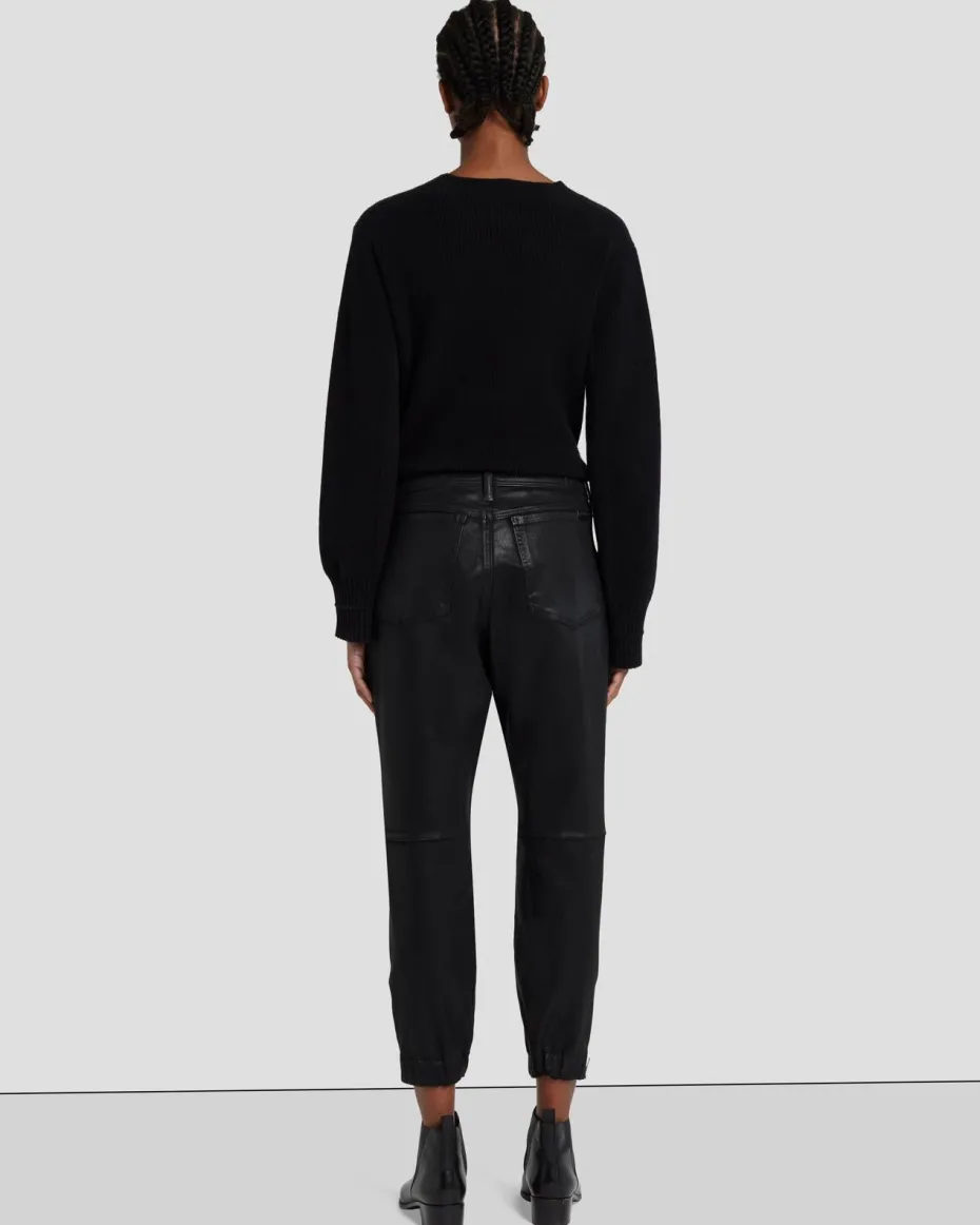 Darted Boyfriend Jogger In Coated Black