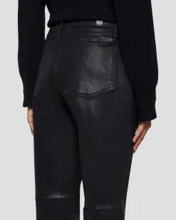 Darted Boyfriend Jogger In Coated Black
