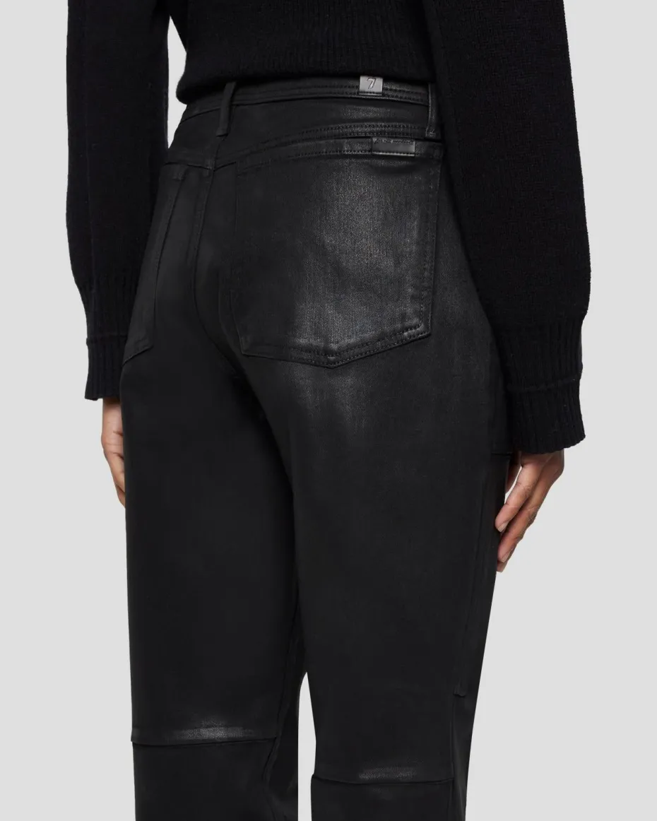Darted Boyfriend Jogger In Coated Black