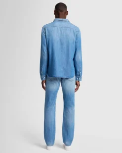 Denim Button Up Shirt in Harmattan