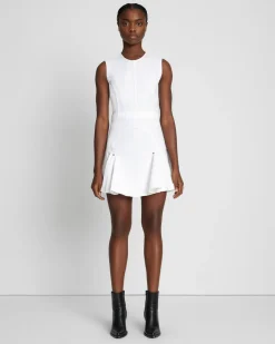 Denim Flounce Dress Mini in Brilliant White