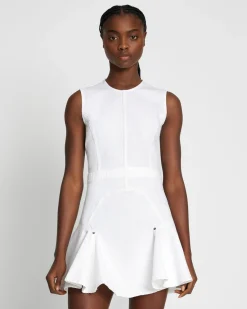 Denim Flounce Dress Mini in Brilliant White