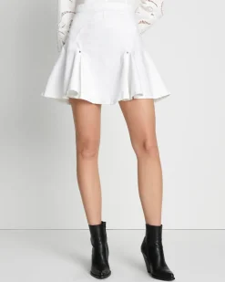 Denim Flounce Skirt in Brilliant White