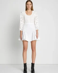 Denim Flounce Skirt in Brilliant White