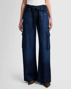 Denim Lustre Cargo Wide Leg in Stormy