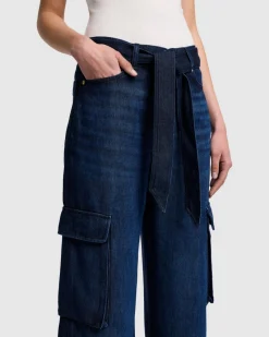 Denim Lustre Cargo Wide Leg in Stormy