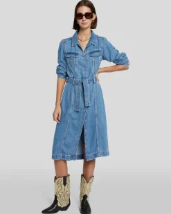 Denim Lustre Dress in Valentine