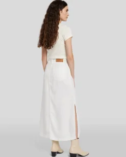 Denim Lustre Midi Skirt in Sunny