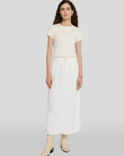 Denim Lustre Midi Skirt in Sunny