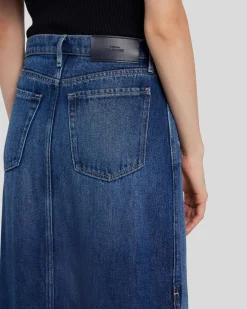 Denim Lustre Midi Skirt in Abyss
