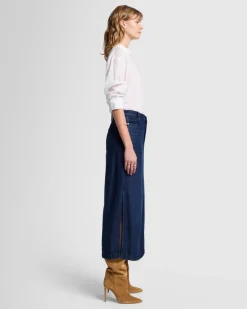 Denim Lustre Midi Skirt in Abyss