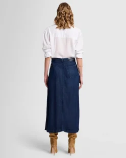 Denim Lustre Midi Skirt in Abyss