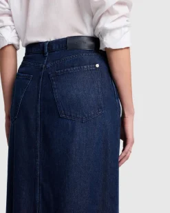 Denim Lustre Midi Skirt in Abyss
