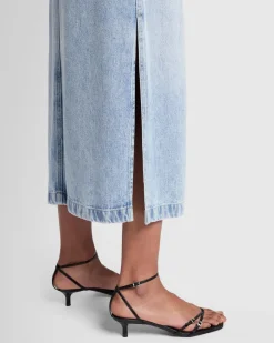Denim Lustre Midi Skirt in Abyss