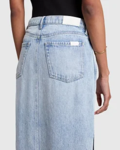 Denim Lustre Midi Skirt in Abyss