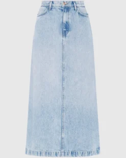 Denim Lustre Midi Skirt in Abyss