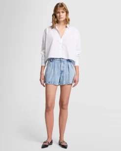 Denim Lustre Pleated Short in Abyss