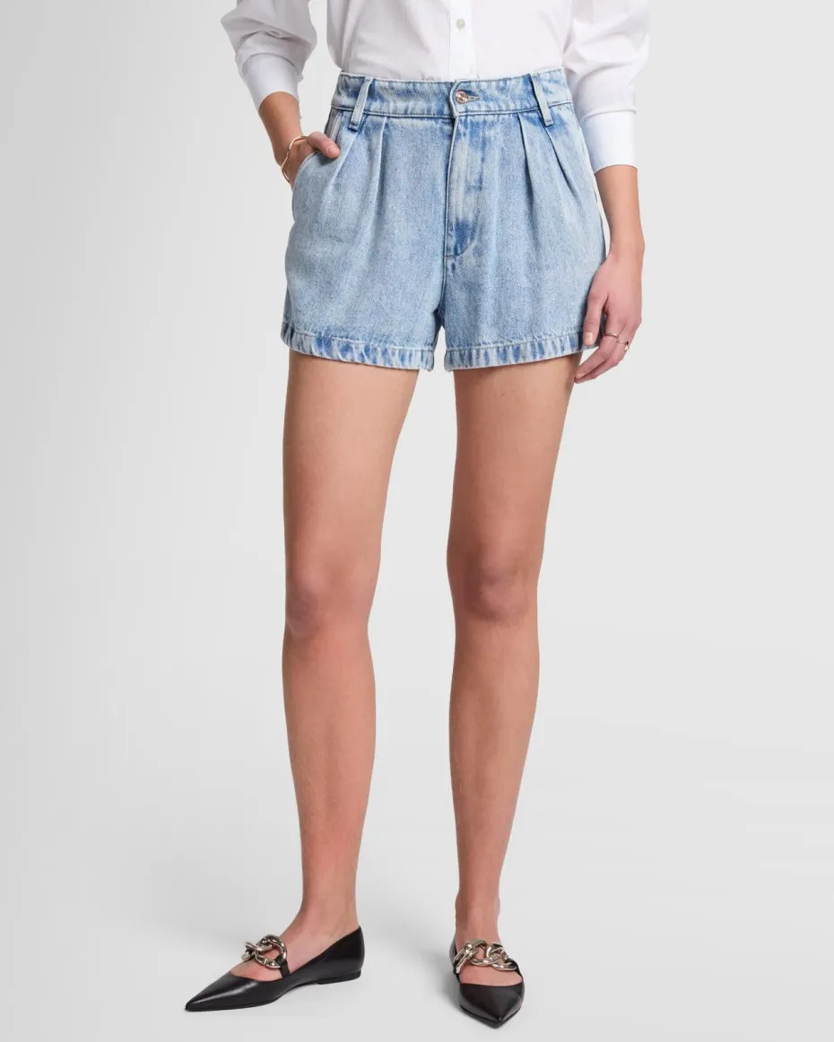 Denim Lustre Pleated Short in Abyss