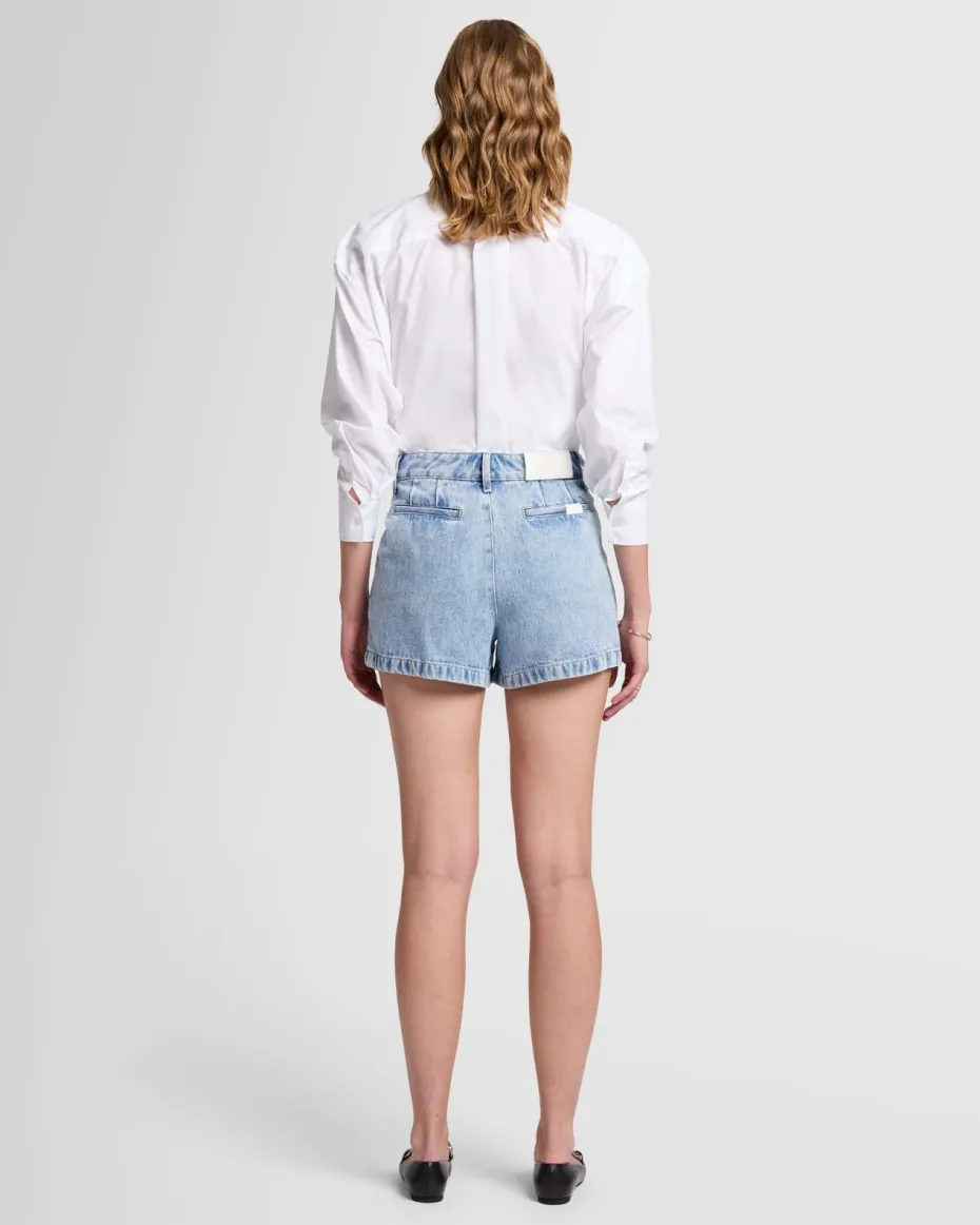 Denim Lustre Pleated Short in Abyss