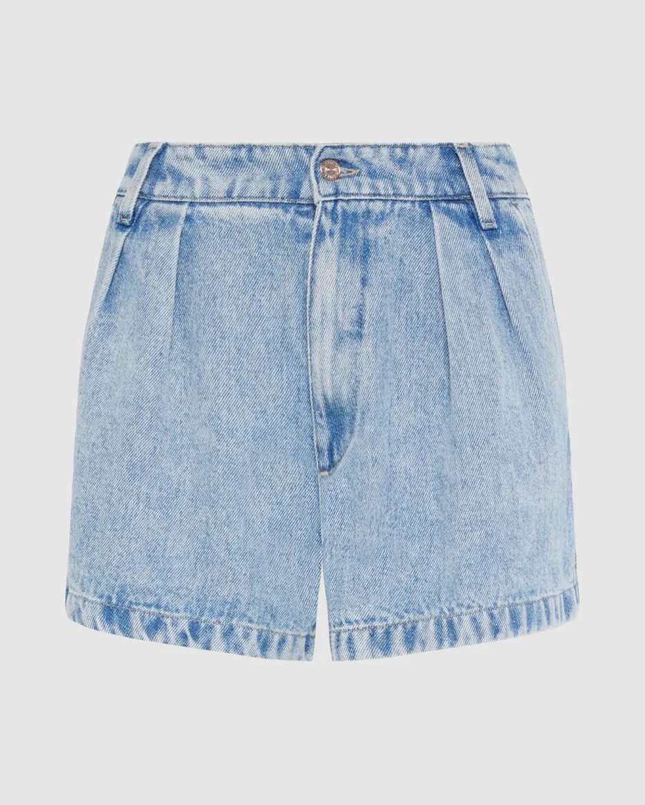 Denim Lustre Pleated Short in Abyss