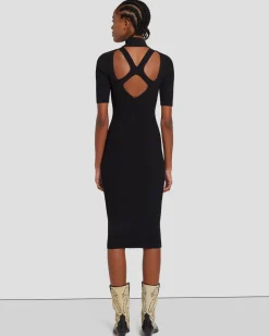 Detail Back Knit Dress in Black