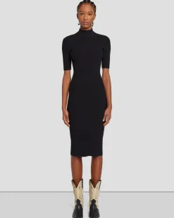 Detail Back Knit Dress in Black
