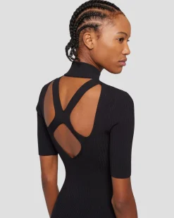 Detail Back Knit Dress in Black