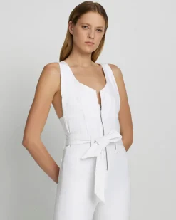 Front Zip Flare Jumpsuit in Brilliant White