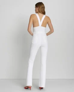 Front Zip Flare Jumpsuit in Brilliant White