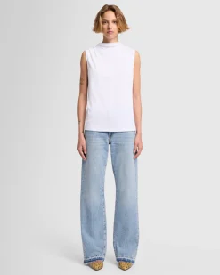 High Neck Draped Top in Milk