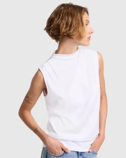 High Neck Draped Top in Milk