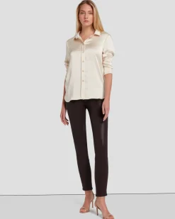 High Waist Ankle Skinny in Coated Chocolate