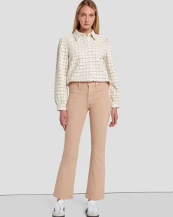 High Waist Slim Kick in Coated Camel