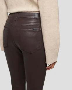 High Waist Slim Kick in Coated Camel