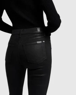High Waist Slim Kick in Coated Camel