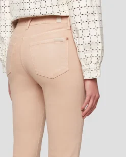 High Waist Slim Kick in Coated Camel