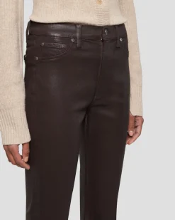 High Waist Slim Kick in Coated Camel