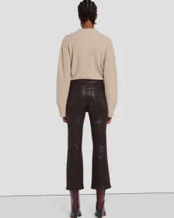 High Waist Slim Kick in Coated Camel