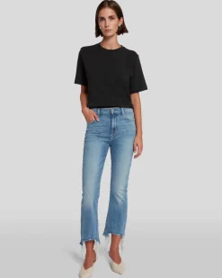 High Waist Slim Kick with Long Side Hem and Destroy in Sloane Vintage