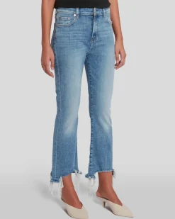 High Waist Slim Kick with Long Side Hem and Destroy in Sloane Vintage