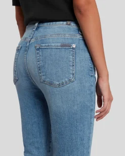 High Waist Slim Kick with Long Side Hem and Destroy in Sloane Vintage