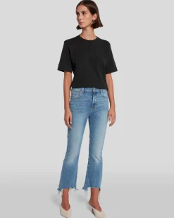 High Waist Slim Kick with Long Side Hem and Destroy in Sloane Vintage