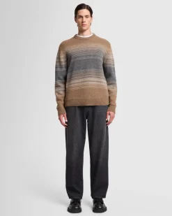 Jacquard Crewneck in Ombre Nutshell