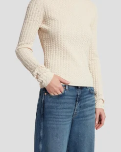 Knit Weave Top in Bone