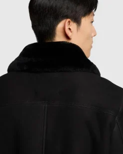 Leather Shearling Jacket in Black