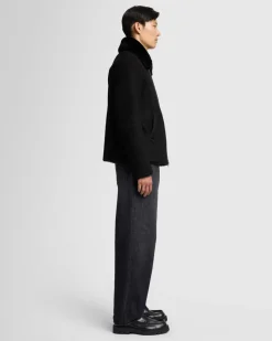 Leather Shearling Jacket in Black