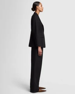 Linen Blend Blazer in Black