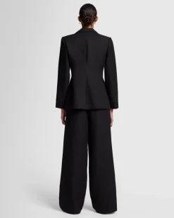 Linen Blend Blazer in Black